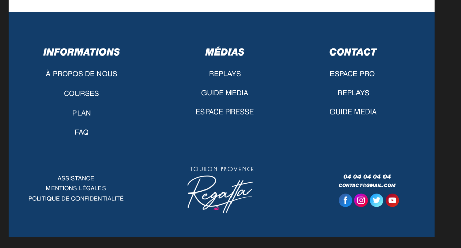 Maquette Figma du footer TPR